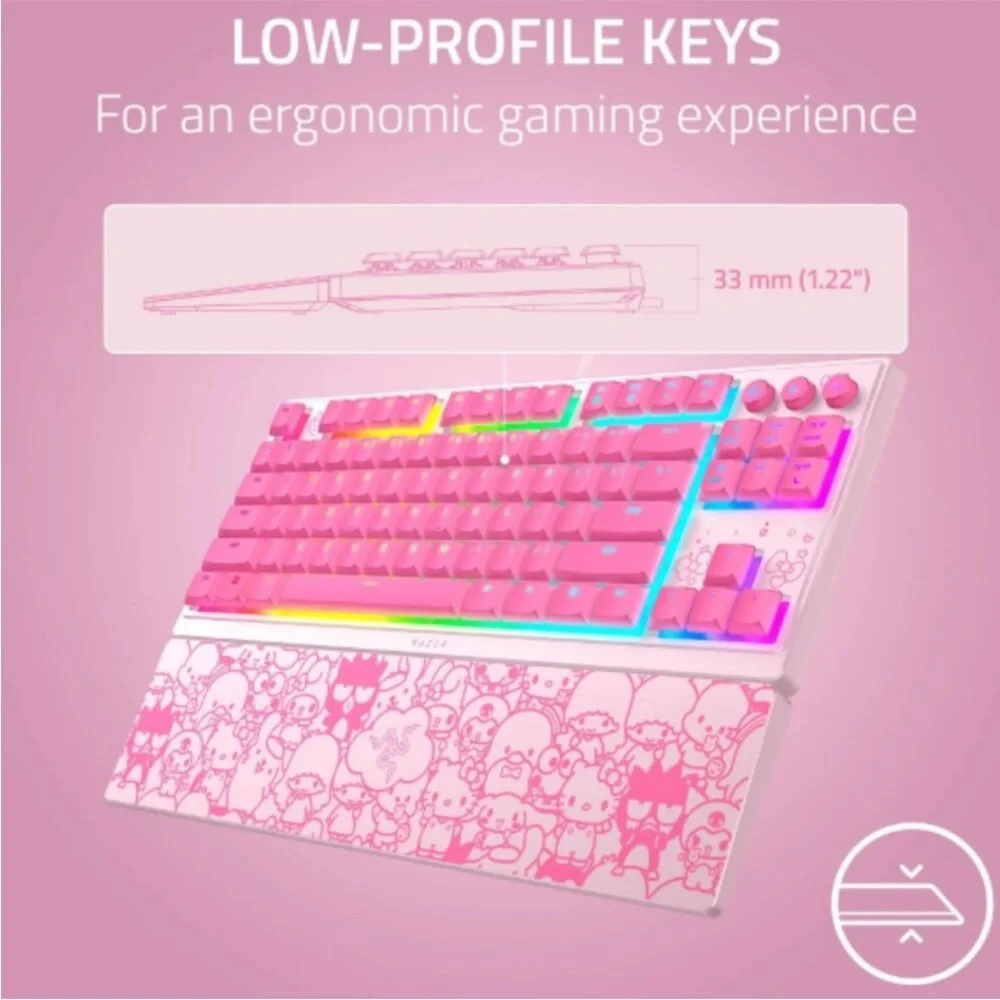 BNIB Razer x Hello Kitty Ornata v3 Tenkeyless Gaming Keyboard, Pink
